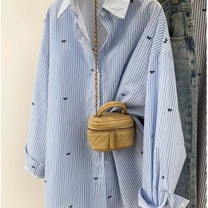 Plus Size - Elegant Gestreept Shirt met Strikprint en Lange Mouwen | Niet-Rekbare Stof, Regular Fit, Geschikt voor Alle Seizoenen, Ideaal om Uit te Gaan