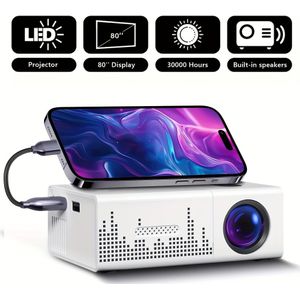2025 Nieuwe Draagbare Projector, Native 720P, Mini Thuisprojector, USB-interface en Afstandsbediening, Ondersteunt HD/USB/SD/Mobiele Telefoon/Laptop