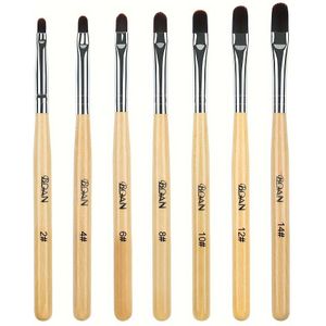 7-delige Gel Nagelborstelset voor Nageltips, Builder & Overlay, Sculpting, Poly Gel en Extensions. Ovale Borstels Manicure Schilderpen - Houten