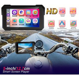 PODOFO 5-inch Scherm Auto Stereo Radio Slimme Speler Ondersteunt Carplay/ voor Auto/ USB Invoer/ Hoge Helderheid/ Meertalige Ondersteuning/ met Verstelbare Bevestiging voor Motoren & Auto's