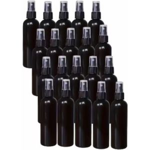 20 stuks Zwarte Kunststof Spuitflessen – Navulbaar, BPA-vrij, Reisformaat (30/60/100 ml voor Cosmetica en Desinfectiemiddelen