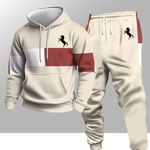 Heren Nieuwe High Mode Casual Persoonlijkheid Print Herfst Winter Trendy Hoodie Set