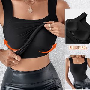 CHICME Dames Naadloze Corsset Top met Ingebouwde BH - , Vierkant Hals, Stretchy & Huidvriendelijk, Perfect voor Lagen of met Buitenkleding, Warme Vest | Vierkant Halslijn Vest | Naadloze Stof