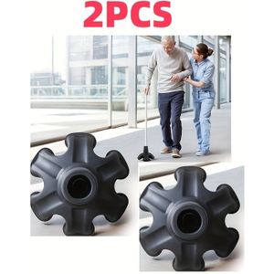 Zware zelfdragende rubberen wandelstokpunt van 3/4 inch (ongeveer 1.9 cm) met 6 rubberen voetjes, geschikt voor wandelstokken en opvouwbare wandelstokken