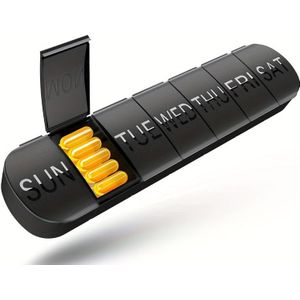 1 Stuk Draagbare Pillendoos, 7 Dagen Week Medicatiepillen Medicatiedispenser, Doos, Capaciteit 7 Dagen Per Week Individueel Afgesloten Lange Pillendozen