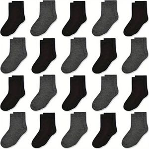 20 paar Crew-sokken voor kinderen, ademende, comfortabele sportsokken met zweetabsorptie, kindersokken voor peuters