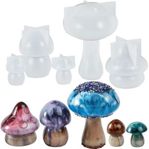 5 stuks Paddestoel Mallen Set, Paddestoel Mallen, 5 Verschillende Grootte Paddestoel Siliconen Mallen Voor Epoxyhars Gieten, Woondecoraties, DIY Epoxy Gieten Craft