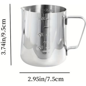 Stainless Steel Cup With Measurement Marks, Large Capacity Milk Frothing Pitcher For , Cappuccino, And Iced Tea - In 350ml, 600ml, 900ml