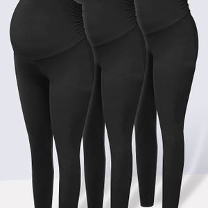 Zwangerschap Leggings Over de Buik Actieve Kleding voor Zwangeren, Set van 3 Stuks voor Workout en Yoga
