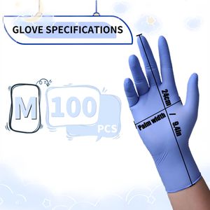 100-Pack Hoge Kwaliteit Nitrilhandschoenen - 9-Inch Paarse Blauwe Wegwerp Nitrilhandschoenen, Geschikt voor Reinigen, Thuisreinigen, Wegwerp Handschoenen, Halloween Cadeau, Vakantie Cadeaus