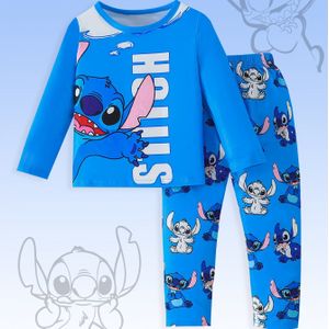 Disney Jongens 2-delige Set: Stitch Print Lange Mouwen T-Shirt + Stitch Print Broek, Comfortabele Pyjama en Loungewear voor Kinderen