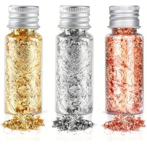 3 Flessen Metallische Folie In Goud, , Roze Goud Voor Decoraties, Kunstnijverheid, Schoonheid En Nagelkunst - Hoge Kwaliteit, Niet-vernietigend En Veilig Materiaal.