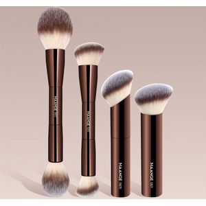 MAANGE 4-delige foundationkwastset, poederkwast, blushkwast, aluminium kwaststang, cadeau voor de dame, reisgebruik, dagelijks gebruik