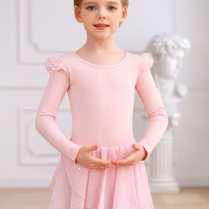Kerstjurk voor meisjes, danskostuum met lange mouwen, glinsterende pailletten en kruisbandjes, perfect voor ballet en gymnastiek, voor buiten, kerstjurk voor meisjes