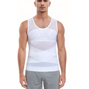 Herenshaping Vest met Buikcontrole - 88% Nylon/12% Spandex Hoge-Rekbare Compressie Tanktop, Semi- Ademend Ondergoed voor Kernaanslanking & Houdingsondersteuning, Geschikt voor Alle Seizoenen