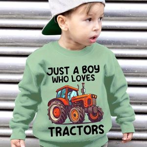 Jongens' Herfst- en Winterstijlvolle Fleece Sweatshirt met 'Gewoon een Jongen die van Tractoren Houdt' Print en Kleine Auto, Losvallend, Casual Lange Mouwen Pullover