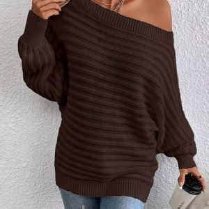 Vrouwen Off-Shoulder Gebreide Trui, Kleur Acryl 100% 350g/m², Elegante Mode Casual , Lente/Zomer Seizoen