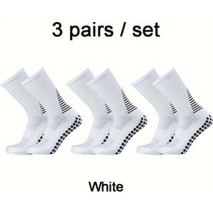 3 paar / set heren voetbalsokken - gestreept design, halfhoog, polyester & elastaan mix, handwas of machinewas, antislip grip voor buitensporten