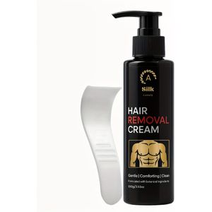 100g Ontharingscrème voor Mannen met Aloë Vera & Avocado Extract - Zachte, Hypoallergene en Geurvrije Formule - Lichtbeige Body Hair Removal Crème voor Alle Huidtypes, Langdurig Zijdezacht