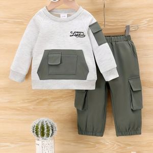 Boys' Utility Set voor Lente en Herfst, Stijlvol 2pcs Outfit P101695, voor Buiten