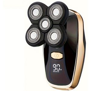 Elektrisch Scheerapparaat voor Mannen, Elektrische Hoofdhaar Schaar met LED Display, Draadloos Oplaadbaar Kaalhoofd Scheerapparaat, Vijfbladige Elektrische Scheerapparaat