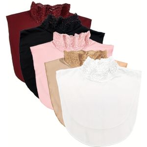 1/2/5 stuks Dames Conservatieve Hoge Kraag Comfortabele Rekbare Stof Nepkraag, Geschikt voor Alle Seizoenen, Meerdere Kleuropties