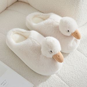 Winter Duck Pantoffels voor dames, stijl, cartoon , instapschoenen, warme pluche stof, antislip EVA , binnenhuis schoenen voor koppels, handwasbaar