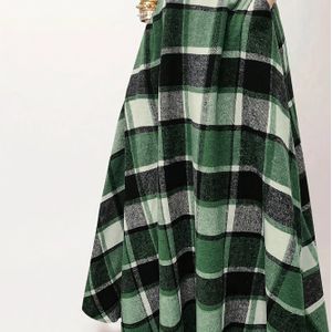 Vrouwen's Hoge Taille Maxi Rok met Zakken - Casual, Lange, Uitlopend Ontwerp, Rood, Zwart en Wit , Perfect voor Lente en Herfst, Casual Kleding|Uitlopende Rok| Stof