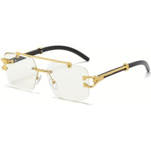 Vierkante frameless brillen voor mannen en vrouwen met dubbele , met een trendy gouden frame geschikt voor Europese en Amerikaanse mode.