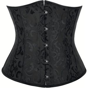 Een korte bloemen Jacquard taille cincher corset die een vormgevend en body-sculpting effect biedt.