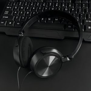 Over-Ear Koptelefoon met Microfoon - Zware , Opvouwbaar Ontwerp, 1.2m Kabel, 3.55mm Plug, USB-Gevoed, Drukknopbediening, Compatibel met Desktops, voor Gaming, Kantoor & Thuisgebruik