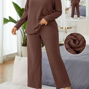 Textuur Gebreid Thuis Casual Comfortabel Herfst-Winter Tweedelige Set