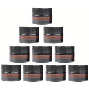 10 stuks Dikke Amber Glazen Potten 5Ml 10Ml 15Ml 20Ml Gezichtscrème Potten Reis Lichaamscrème Container Crème Blikken Herlaadbare - UV Bescherming