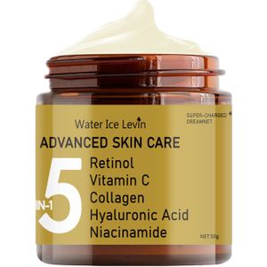 Retinol Collageen Hyaluronzuur Nachtcrème - Geavanceerde Lichtbeige Verzorging met C, Niacinamide & voor Alle Huidtypes Lichtbeige, Hydraterende & Gladmakend Moisturizer