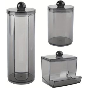 1/3 stuks Acryl Wattenstaafjeshouder met Deksel Transparante Pad Organisator Badkamer Make-up Opbergdozen voor Ballen, Tandzijde