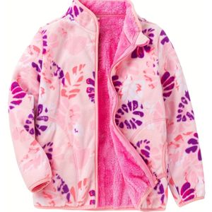 Schattig luipaardprint fleecejack voor meisjes - Gezellige ritsbare peuter- en babykleding - Zachte warme herfst