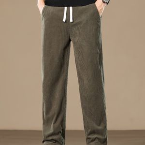 corduroy broek met zakken, formele broek met trekkoord voor herfst winter buiten