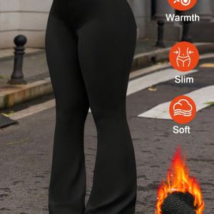 Plus Size Thermische Wijde Broek voor Dames - Hoge Taille Stretch Leggings, Onzichtbare Winterbroeken voor Koud Weer, Kantoor en Feesten - Elegante Broeken (Machinewasbaar)