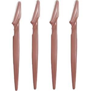 4 Stuks - Roestvrijstalen Precisie Wenkbrauw- en Baardtrimmer met Beschermhoes, Unisex - Precisie Wenkbrauwtrimmer