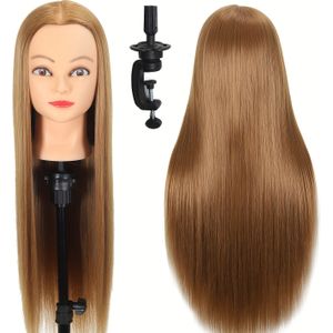 Mannequinhoofd Met Haar Oefenhoofd Met Gratis Klemstandaard Oefenpop Cosmetologie Kappers Poppenhoofd Voor Vlechten Snijden Styling