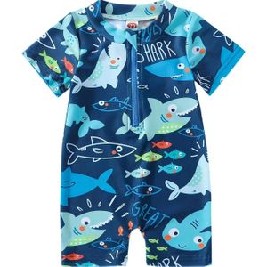 Jeugdige Schattige Bedrukte Korte Mouwen Eendelige Badpak Zonnebrandcrème Strand Zwemmen Sneldrogend Badpak