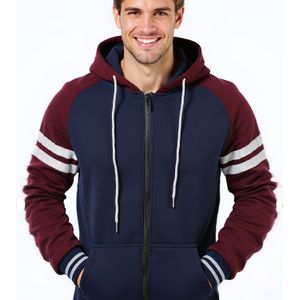 Herren Casual Zip-Up Hoodie met Contrasterende Mouwen - Grijs Sportieve Trui, Raglan Design & Voorrits Rits voor Gym, Training, Lente/Herfst Outdoor Activiteiten, Duurzame Sportkleding