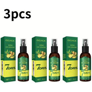EELHOE 3-Pack 7-Dagen Gember Haarverzorging Spray - Hydraterende Hoofdhuid Massage, Essentiële Olie Mix voor Alle Haartypes, Haarverzorging | Gember Hoofdhuid | Vloeibare Haarolie, Haarolie