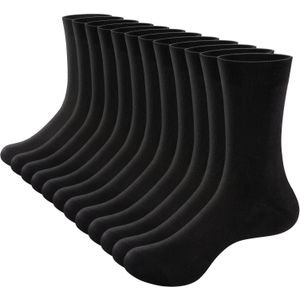 GiveGift 12 Comfortabele Bamboe Sokken voor Mannen en Vrouwen, Multipakket Zwart Wit Grijs Blauw