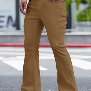 Herenslim-fit Stretch Denim Uitlopende Broek - Casual Gewassen , Comfortabel voor Alle Seizoenen, Perfect voor Casual Kleding, Comfortabele Kleding | Uitlopende Pijpen | Medium Stretch Stof