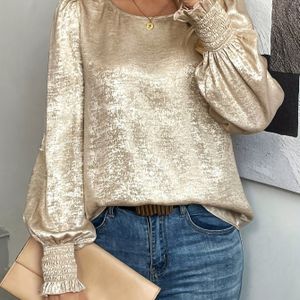 Ronde-hals Gouden -mouw Overhem