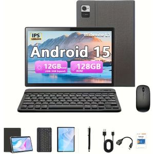 10.1" 5G WiFi Tablet PC Dual Camera 15 12GB (4+8 Uitbreidbaar) RAM 128GB ROM, L1 GMS Tab, GPS, , Tablet, Inclusief Hoesje, OTG, Draadloze Toetsenbord & Muis