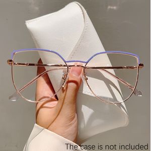 1 stuk Dames Volledige Montuur Kattenoogvorm Bril Stijlvolle Kleurcombinatie Frame Verfijnd Roze Brillen Uniek Uitgesneden Ontwerp Luxe Herenbrillen