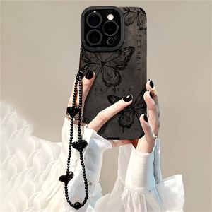 3d Heart Lanyard Phone Case With Retro For Iphone Models 16, 15, 14, 13, 12, 11 Pro , Offering Shockproof Protection.