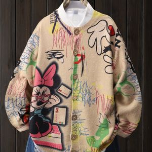 Minnie Mouse Cartoon Letter Vest, Casual Ronde Hals Lange Mouw Top, Dameskleding